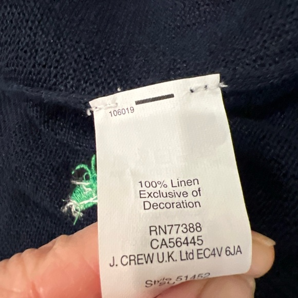 J. Crew Navy Knit with Green embroidered whales xs - Picture 9 of 9